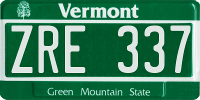 VT license plate ZRE337