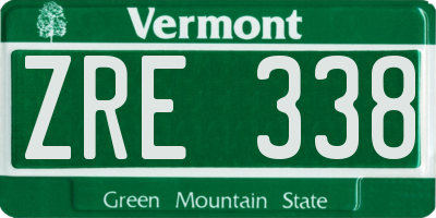 VT license plate ZRE338