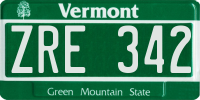 VT license plate ZRE342
