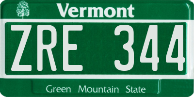VT license plate ZRE344