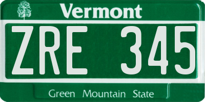 VT license plate ZRE345
