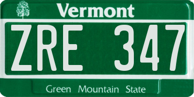 VT license plate ZRE347