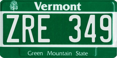 VT license plate ZRE349