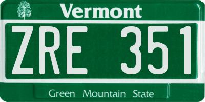 VT license plate ZRE351
