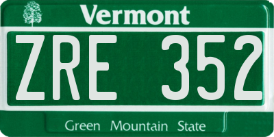 VT license plate ZRE352