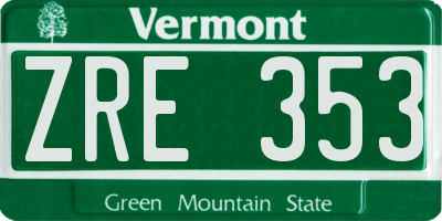 VT license plate ZRE353