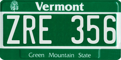 VT license plate ZRE356