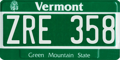 VT license plate ZRE358