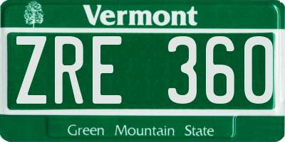 VT license plate ZRE360