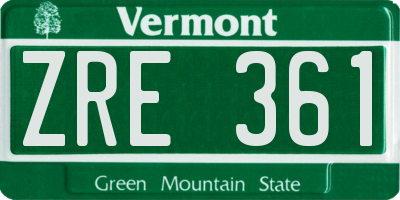VT license plate ZRE361