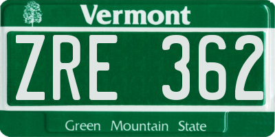 VT license plate ZRE362