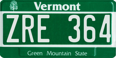 VT license plate ZRE364
