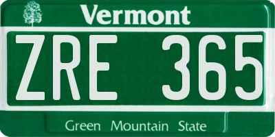 VT license plate ZRE365