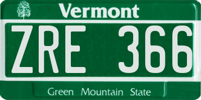 VT license plate ZRE366