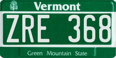 VT license plate ZRE368