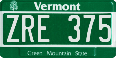 VT license plate ZRE375