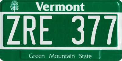 VT license plate ZRE377