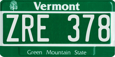 VT license plate ZRE378