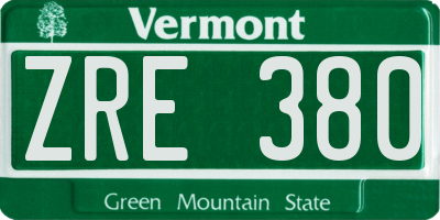 VT license plate ZRE380