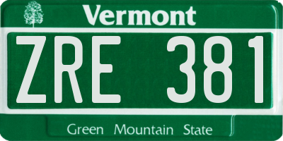 VT license plate ZRE381