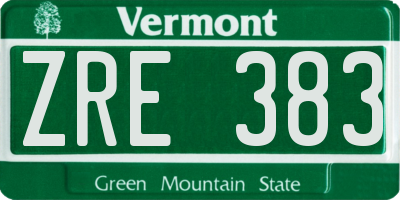 VT license plate ZRE383