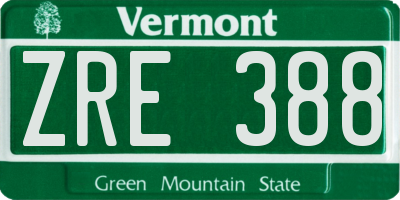 VT license plate ZRE388