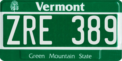 VT license plate ZRE389