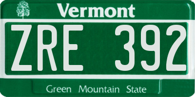 VT license plate ZRE392