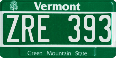 VT license plate ZRE393