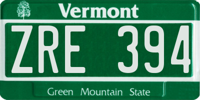 VT license plate ZRE394