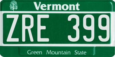 VT license plate ZRE399
