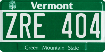 VT license plate ZRE404