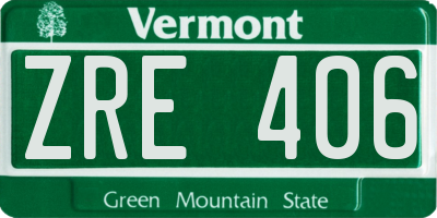 VT license plate ZRE406
