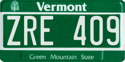 VT license plate ZRE409
