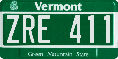 VT license plate ZRE411