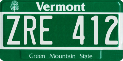 VT license plate ZRE412