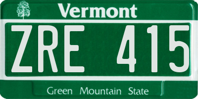 VT license plate ZRE415