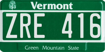 VT license plate ZRE416