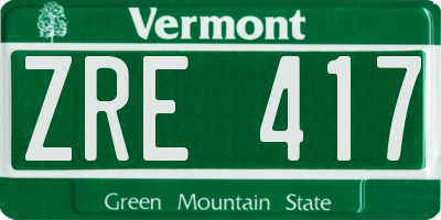 VT license plate ZRE417