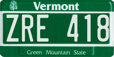 VT license plate ZRE418