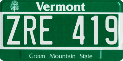 VT license plate ZRE419