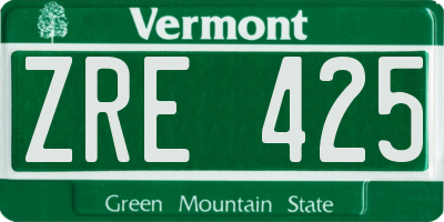 VT license plate ZRE425