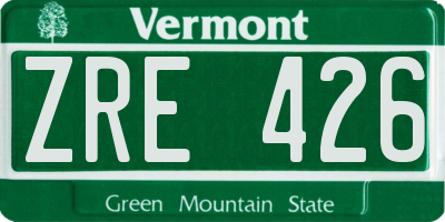 VT license plate ZRE426