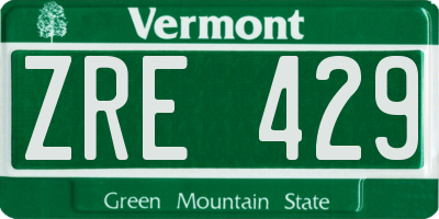 VT license plate ZRE429