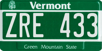 VT license plate ZRE433