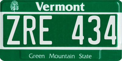 VT license plate ZRE434