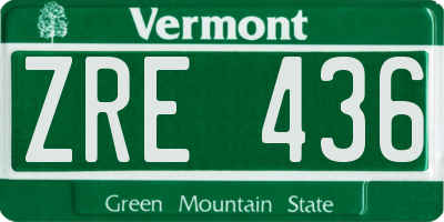 VT license plate ZRE436