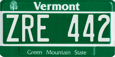 VT license plate ZRE442
