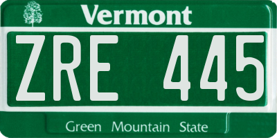 VT license plate ZRE445
