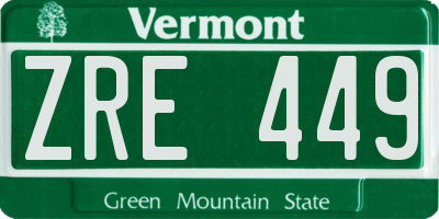 VT license plate ZRE449